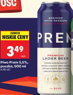 Biedronka Piwo Prem 5,5%, puszka oferta