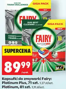 Biedronka Kapsułki do zmywarki Fairy: Platinum Plus, 71 szt. / Platinum, 81 szt oferta
