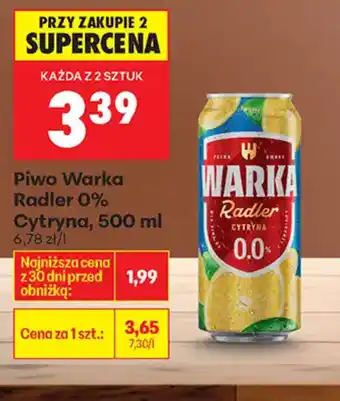 Biedronka Piwo Warka Radler 0% oferta