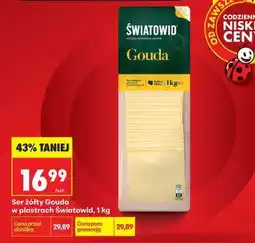 Biedronka Ser żółty Gouda w plastrach światowid , 1 kg oferta