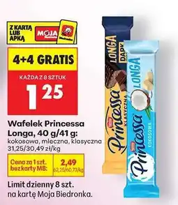 Biedronka Wafelek Princessa Longa 40 g-41 g oferta