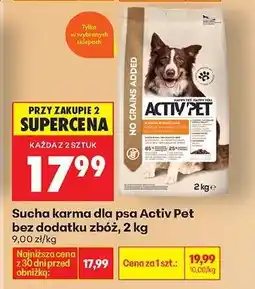 Biedronka Sucha karma dla psa Activ Pet bez dodatku zbóż, 2 kg oferta