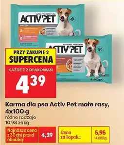 Biedronka Karma dla psa Activ Pet małe rasy, 4x100 g oferta