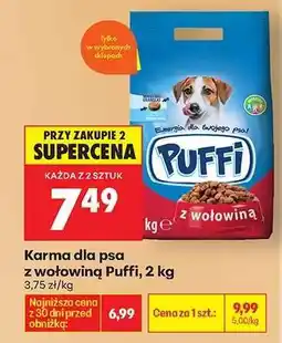 Biedronka Karma dla psa z wołowiną Puffi, 2 kg oferta