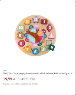 Smyk Trefl, Tick Tock, zegar, drewniana układanka do nauki liczenia i godzin oferta