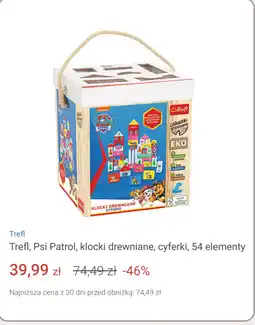 Smyk Trefl, Psi Patrol, klocki drewniane, cyferki, 54 elementy oferta