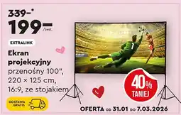 Biedronka Ekran projekcyjny przenośny 100, 220 × 125 cm. ze stojakiem oferta