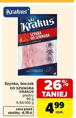 Carrefour Szynka, boczek od szwagra plastry oferta