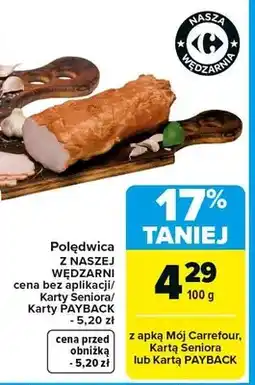 Carrefour Polędwica z nasza wędzarni cena bez aplikacji/Karty Seniora/Karty PAYBACK oferta