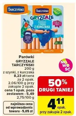 Carrefour Parówki Gryzzale z szynki, z kurczaka oferta