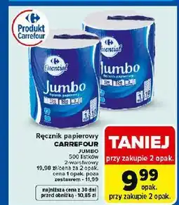 Carrefour Ręcznik papierowy jumbo Carrefour Essential oferta