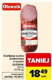 Carrefour Kiełbasa krakowska sucha z szynki Olewnik oferta