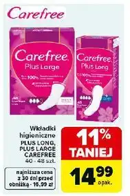 Carrefour Wkładki higieniczne long Carefree Plus oferta