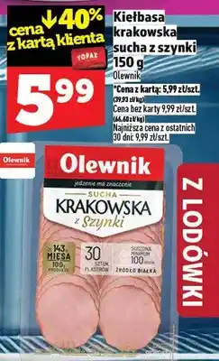 Topaz Kiełbasa krakowska sucha z szynki oferta
