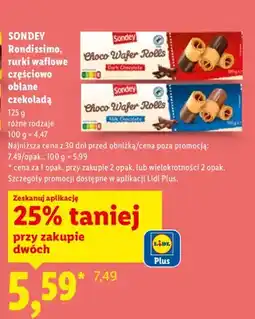 Lidl Rondissimo, rurki waflowe częściowo oblane czekoladą oferta