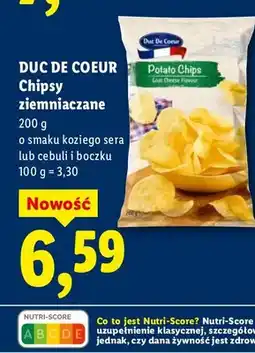 Lidl Chipsy ziemniaczane o smaku koziego sera lub cebuli i boczku oferta