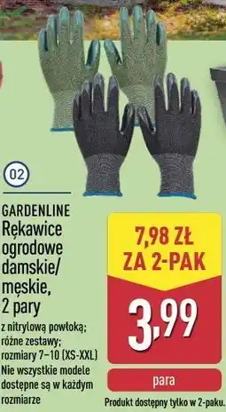ALDI Gardenline Rękawice ogrodowe damskie/męskie, 2 pary oferta
