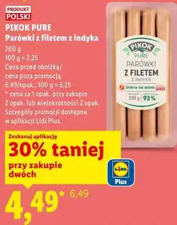 Lidl PIKOK PURE Parówki z filetem z indyka oferta
