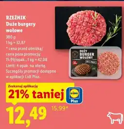 Lidl RZEŹNIK Duże burgery wołowe oferta