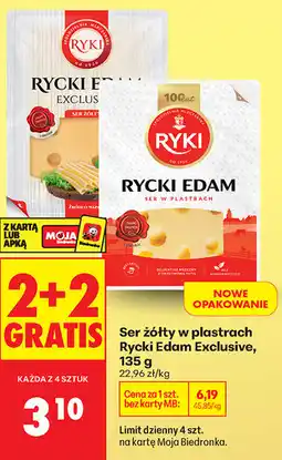 Biedronka Ser żółty w plastrach Rycki Edam Exclusive oferta