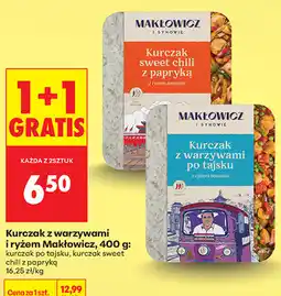 Biedronka Kurczak z warzywami i ryżem Makłowicz, 400 g: kurczak po tajsku, kurczak sweet chili z papryką oferta