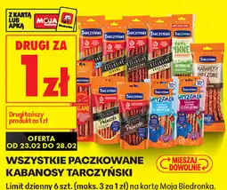 Biedronka Wszystkie paczkowane kabanosy Tarczyński oferta