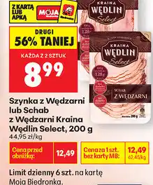 Biedronka Szynka z Wędzarni lub Schab z Wędzarni Kraina Wędlin Select oferta