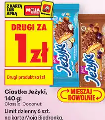 Biedronka Ciastka Jeżyki, 140 g: Classic, Coconut oferta