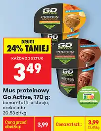 Biedronka Mus proteinowy Go Active, 170 g: banan-toffi, pistacja, czekolada oferta