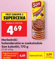 Biedronka Herbatniki holenderskie w czekoladzie San Łakotki oferta