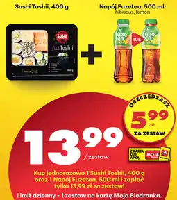 Biedronka Zestaw Sushi Toshii 400 g + Napój Fuzetea 500 ml oferta