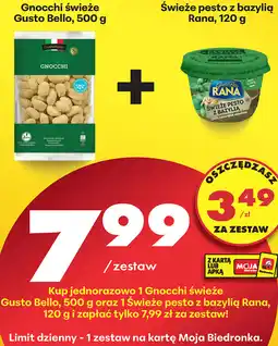 Biedronka Zestaw: Gnocchi świeże Gusto Bello, 500 g + Świeże pesto z bazylią Rana, 120 g oferta