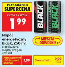 Biedronka Napój energetyczny Black, 250 ml: classic, zero, mojito, dragon oferta