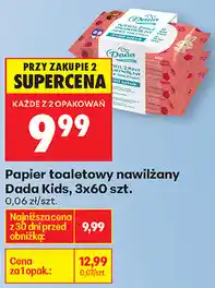 Biedronka Papier toaletowy nawilżany Dada Kids, 3x60 szt oferta