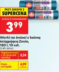 Biedronka Worki na śmieci z taśmą ściągającą Zosia, 120 l, 10 szt oferta