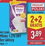 ALDI Milsani Mleko 1,5% UHT bez laktozy oferta
