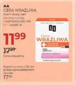 Jawa Drogerie AA Cera Wrażliwa krem tłusty 24h oferta