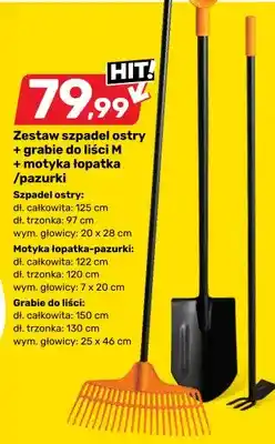Bricomarche Zestaw szpadel ostry + grabie do liści M + motyka łopatka/pazurki oferta