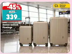 Biedronka Zestaw walizek Flamingo z poszerzeniem champagne oferta