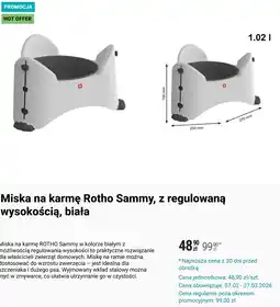 Biedronka Miska na karmę Rotho Sammy, z regulowaną wysokością, biała oferta