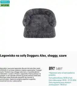 Biedronka Legowisko na sofę Dogguru Alex, shaggy, szare oferta