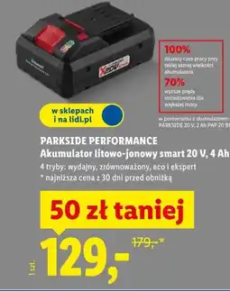 Lidl PARKSIDE PERFORMANCE Akumulator litowo-jonowy smart 20 V, 4 Ah oferta