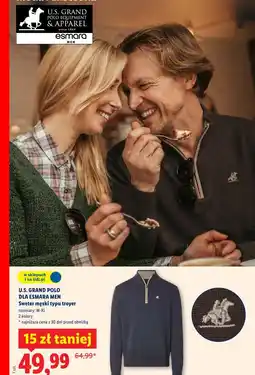 Lidl U.S. GRAND POLO DLA ESMARA MEN Sweter męski typu troyer oferta