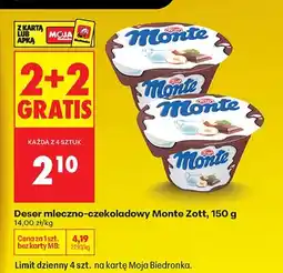 Biedronka Deser mleczno-czekoladowy Monte 2+2 GRATIS oferta