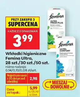 Biedronka Wkładki higieniczne Ultra, różne rodzaje oferta
