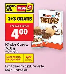 Biedronka Wafelki Kinder Cards 3+3 GRATIS oferta