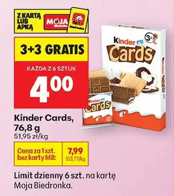 Wafelki Kinder Cards 3+3 GRATIS