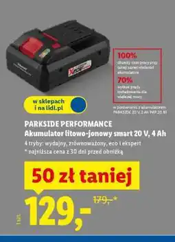 Lidl PARKSIDE PERFORMANCE Akumulator litowo-jonowy smart 20 V, 4 Ah oferta