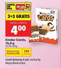 Biedronka Kinder Cards, 76,8 g oferta