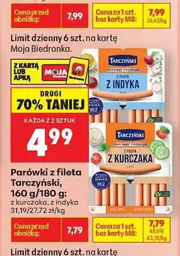 Biedronka Parówki z fileta Tarczyński oferta
